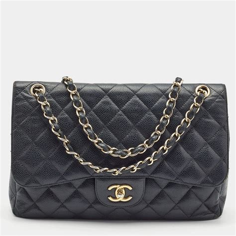 chanel caviar flap|CHANEL Caviar Quilted Jumbo Double Flap Black.